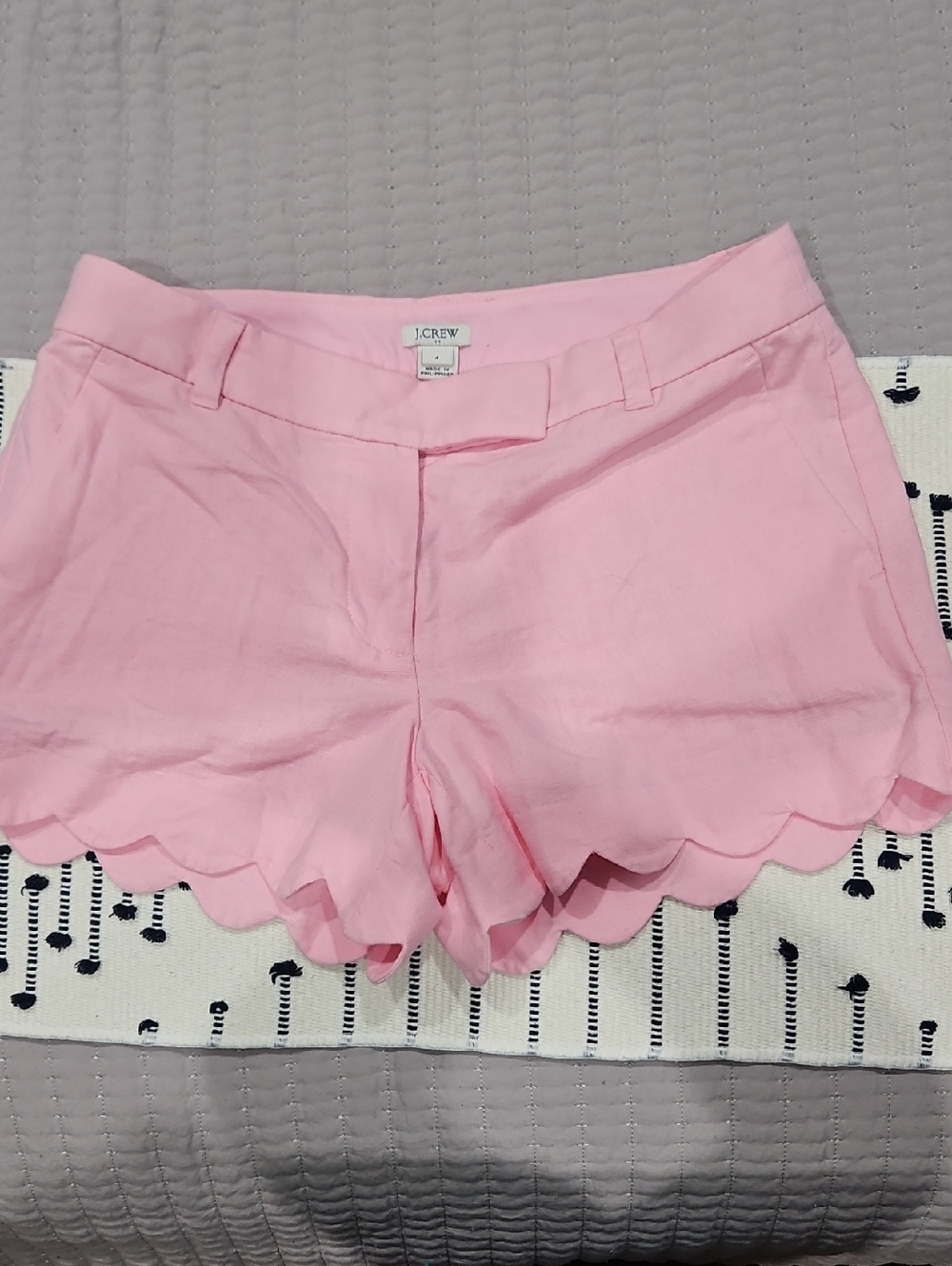J. Crew Pink Scallop Hem Bermuda Shorts